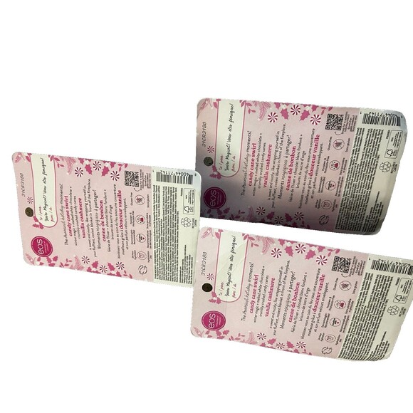 New eos 3 Pack Limited Edition Candy Cane Lip Balm & Vanilla Cashmere Hand Cream - Picture 2 of 3